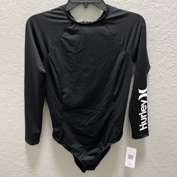Hurley Other - Hurley Women One Piece Long Sleeve Front Zip Swimsuit Large Black HBN1004
